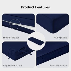 Outdoor Bench Cushion - 48" x 18" x 3" Bench Cushions for Outdoor Furniture, Non-Slip Outdoor Swing Cushions with Removable Cover, Patio Bench Cushion for Backyard Porch Settee (Navy) - Image 3