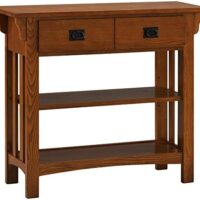 Leick Home 8261 Mission Bookcase Console Table with Drawers, Made with Solid Wood, for Living Room, Entry Way, Office, Bedrooms, Russet Finish