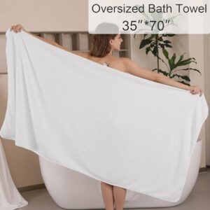 8 Piece Oversized Bath Towels Set White,2 Extra Large Bath Sheets,2 Hand Towels and 4 Washcloths 600 GSM Soft Bathroom Towel,Highly Absorbent Quick Dry Towels Set for Bathroom,Hotel and Spa - Image 2