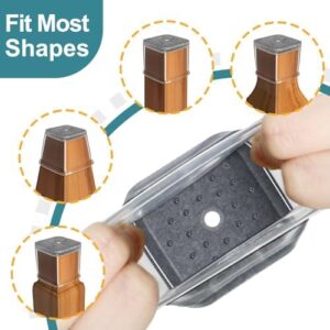 24 Pcs Chair Leg Floor Protectors Square, Silicone Felt Furniture Leg Pads Caps Covers for Hardwood Floors (Fit:3/4" to 1") - Image 2