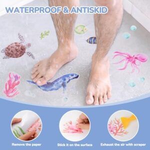 Non Slip Bathtub Stickers, 6 Pages Sea Organism Adhesive Kids Anti Slip Decal Threads for Shower Floor and Bath Tub Decals(Ocean) - Image 3