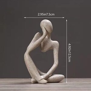 Thinker Sculptures, Sandstone Resin Thinker Statue Ornaments, Abstract Style Housewarming Gifts, Living Room Dining Desk Decorations (Right, Small) - Image 7