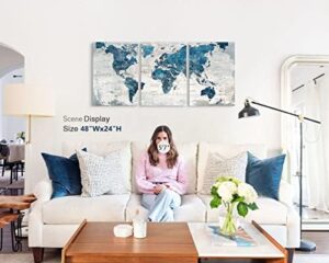 Elixart Wall Art for Living Room Office Wall Decor Pictures for Bedroom World Map Art Large Kitchen Decor 48"X24" Motivational Painting for Dining Room Wall Decorations - Image 5