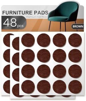 Chair Leg Floor Protectors, 48 PCS 1inch,Felt Furniture Pads, Furniture Sliders,Non Slip Pads Grippers,Under Couch Blocker,Chair Leg Pads,Furniture stoppers,Cabinet Bumpers (Brown, 1")