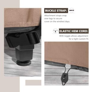 ULTCOVER Rectangular Patio Heavy Duty Table Cover - 600D Tough Canvas Waterproof Outdoor Dining Table and Chairs General Purpose Furniture Cover Size 111L x 74W x 28H inch - Image 4