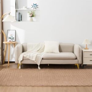 Aimuan Checkered Print Area Rug Cute Checkerboard Rugs Soft Shaggy Carpets Back Non-Slip Mat for Kids Bedroom Living Room Nursery Home Decor (Khaki, 3x5ft) - Image 4