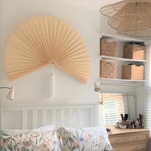 KOLWOVEN Rustic Fan Wall Decor - Over Bed Wall Decor - Bedroom Wall Decor Above Bed - Giant Bamboo Fan- Wall Pediment - Beautiful Wall Art for Home Decoration (Extra Large 47''x24'', Ivory) - Image 2