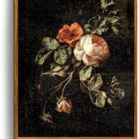 crmotu Floral Framed Wall Art, Flower Vintage Botanical Prints, Moody Rose Butterfly Canvas Pictures, Dark Academia Mid Century Modern Home Wall Decor for Bedroom Kitchen Office Desktop 8x10in