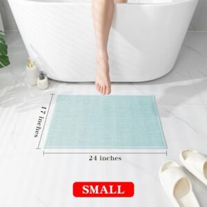 chakme Bathroom Rugs Mat 24x17, Ultra Thin Non Slip Bath Mat Small Quick Dry Absorbent Bath Mat for Bathroom Floor, (Light Blue, 24"x17") - Image 2
