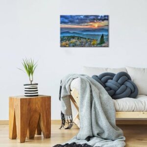 Blue Ridge Mountain Wall Art Misty Mountains Picture Bathroom Decor Sunrise Appalachians Landscape Canvas Prints Photo Nature Forest Painting Artwork for Bedroom Living Room Home Decoration 16x24" - Image 3