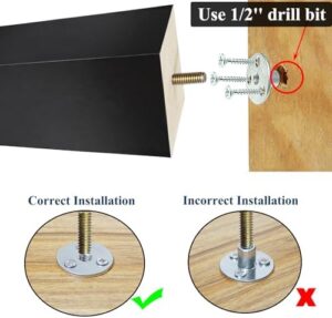 AORYVIC 6 inch Furniture Legs Black Couch Legs Set of 4 Ottoman Replacement Sofa Legs for Sectional, Dresser, Recliner, Nightstand (6 inch (4pcs)) - Image 6