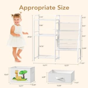 BBLIKE Kids Bookshelf and Toy Storage Organizer - 4 Tier Book Shelf with Movable Toy Box for Kids Rooms, Ideal Bookcase and Toy Organizer for Playroom, Bedroom, Nursery(PVC) - Image 2