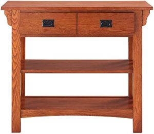 Leick Home 8261 Mission Bookcase Console Table with Drawers, Made with Solid Wood, for Living Room, Entry Way, Office, Bedrooms, Russet Finish - Image 2