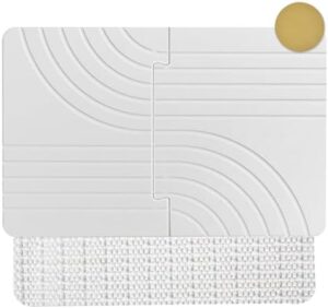 Stone Bath Mat, Diatomaceous Earth Bath Shower Mat for Bathroom Floor -Super Absorbent, Easy to Clean (22.8 * 15.3" White)