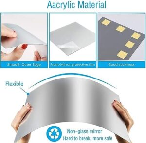 DARENYI 16"x 12"x 4Pcs Acrylic Mirror Sheet, Flexible Non Glass Full Length Full Body Mirror Tiles with Adhesive Tapes for Wall Bathroom Bedroom Door Home Decor - Image 3