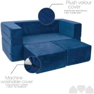 Milliard Kids Couch - Modular Kids Sofa for Toddler and Baby Playroom/Bedroom Furniture (Navy Blue) with Bonus Pillow - Image 4