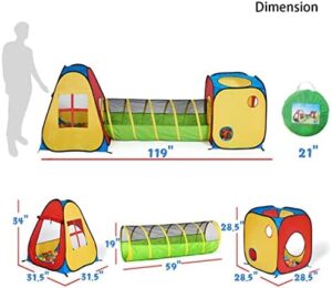 UTEX 3 in 1 Pop Up Play Tent with Tunnel, Ball Pit for Kids, Boys, Girls, Babies and Toddlers, Indoor/Outdoor Playhouse,Yellow - Image 4