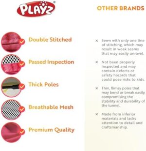 Playz 4pc Pop Up Play Tent and Tunnel Bundle for Toddlers and Kids - Indoor & Outdoor Playhouse with Storage Bag, Red & Blue - Image 8