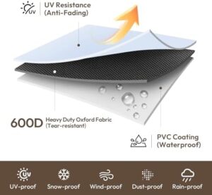 loriano Patio Furniture Covers, 3-Seater 100% Waterproof for Loveseat Couch Outdoor Sofa, Heavy Duty 600D Oxford Fabric, Premium PVC Coating for Sun Fade Resistance, 79" W x 37" D x 35" H - Image 3