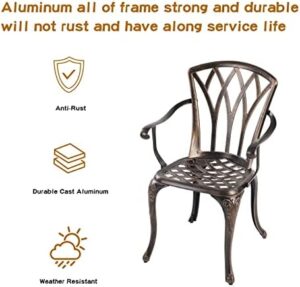 Jardin DE CENTENNAIL 3-Piece Outdoor Bistro Set Cast Aluminum Rust-Resistant Patio Furniture Armchairs Design (Copper) - Image 6