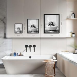 Framed Bathroom Decor Wall Art, Chimpanzee in Bathtub, Black and White Wall Art, Funny Bathroom Wall Decor Signs, Cute Animal Art Home Decor (Framed,8''x10'') - Image 5