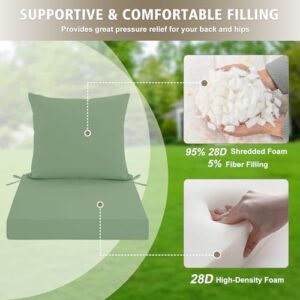 24x24 Inch Outdoor Cushions for Patio Furniture Set of 2, Waterproof Outdoor Chair Cushions w/Fade-Resistant, Removable & Machine-Washable Covers, Deep Seat Sofa/Couch Pads Replacement, Sage Green - Image 5