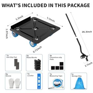 Heavy Duty Furniture Dolly 360° Rotating 5 Wheels, Alloy Steel 3000 lbs Load Capacity Furniture Movers with Measuring Tape & Leveler - Image 2