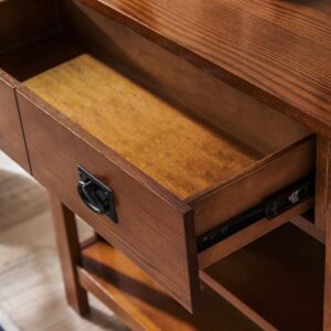 Leick Home 8261 Mission Bookcase Console Table with Drawers, Made with Solid Wood, for Living Room, Entry Way, Office, Bedrooms, Russet Finish - Image 3