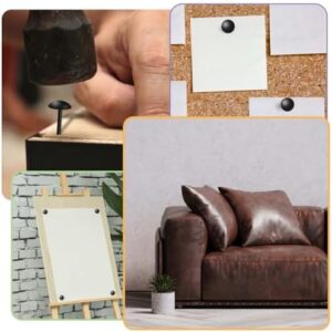 100 Pcs Black Upholstery Tacks Furniture Tacks Decorative Upholstery Nails Metal Thumb Tacks Round Head Upholstery Pins for Cork Board DIY Projects Home Decor Upholstered Sofa Decorative Nails - Image 3