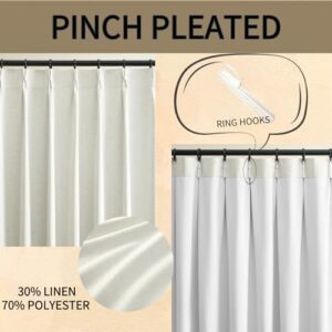Joydeco Pinch Pleated Linen Blackout Curtains 2 Panels, 84 Inches Long Room Darkening Curtains,100% Blackout Textured Insulated Drapes for Bedroom & Luxury Living Room Decor (W40 x L84 Inch, Ivory) - Image 3