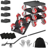 Furniture Dolly,Furniture Mover Pro Set,Furniture Lifter with 5 360° Rotatable Rubber Universal Wheels,Carbon Steel Panel Furniture Movers,Maximum Load 3307LBS.Red.