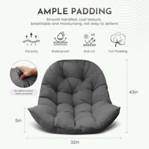 Egg Chair Cushions for Outdoor Furniture, Waterproof Egg Chair Cushion Replacement for Hanging Chairs, U-Shape Swing Chair Cuhsion 32x43 Inches (Grey) - Image 2