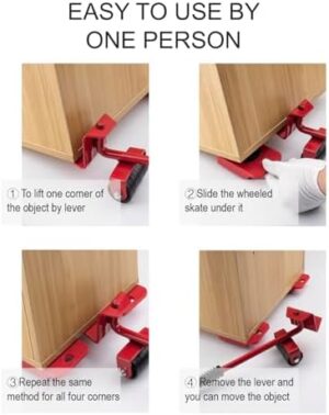 Furniture Lift Mover Tool Set, All-in-One Heavy-Duty Furniture Mover Kit - 4-Wheel Dolly with 330Lbs Capacity Lifters for Appliances and Large Furniture, Furniture Movers Sliders Appliance Movers - Image 4