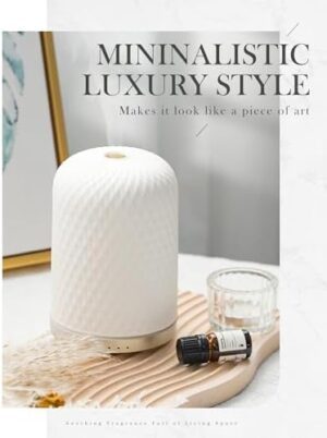Essential Oil Diffuser,110ML Diffusers for Essential Oils Large Room, Ceramic Diffusers USB Powered Decorative Ultrasonic Defuzzer, Ideal for Aesthetic Home,Dorm Décor, Yoga,White - Image 3