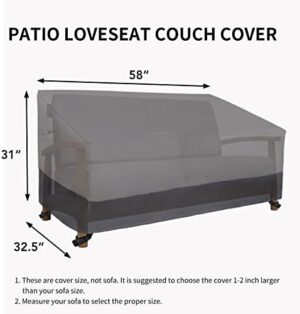 Easy-Going Waterproof Outdoor Sofa Cover, Heavy Duty 2 Seater Outdoor Loveseat Cover, Windproof Patio Furniture Cover with Air Vent (58Wx32.5Dx31H inch, Gray/Dark Gray) - Image 6
