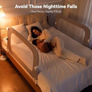 Baby Bed Rail Guard for Toddlers - 47" Toddler Bed Side Rails for Twin, Full, Queen Bunk Size Bed Swing Down Bedrail Extral Tall Child Safety Side Railing Guards for Kids - Image 2