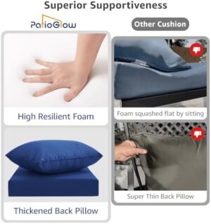 Outdoor Seat Cushion Set 24 x 24 x 4 Inch, Waterproof & Fade Resistant Patio Furniture Cushions with Removable Cover and Ties, Thick Deep Seating Pads for Outside Chair Sofa Couch, Blue - Image 5