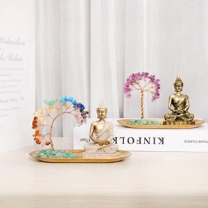 INNOLITES 7 Chakra Crystal Tree and Buddha Statue Set, Yoga Meditation Decor, Money Tree and Buda Statues for Home Living Room Office Shelf Decoration Wealth and Luck - Image 3