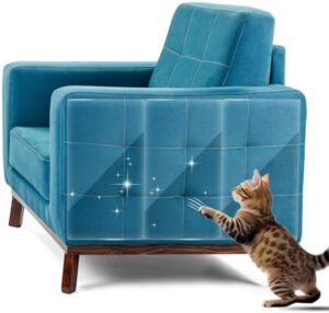 No Glue Marks - Finokeil Cat Scratch Furniture Protector, 17.72x 11.8 Inches Couch Protector from Cat Claws, Eco-Friendly Furniture Protectors from Cats Scratching(12-Pack+50 Pins)