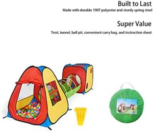 UTEX 3 in 1 Pop Up Play Tent with Tunnel, Ball Pit for Kids, Boys, Girls, Babies and Toddlers, Indoor/Outdoor Playhouse,Yellow - Image 3