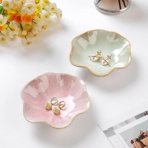 Lotus Leaf Shape Decorative Ring Tray, Small Key Bowl, Ceramic Trinket Tray Jewelry Dish Organizing Necklace Earrings, Home Decoration for Mom Best Friend Sister, Pink. - Image 4