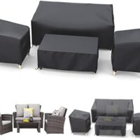 STARTWO Outdoor Patio Furniture Cover Waterproof 4-Piece Set for Chairs 32in, Loveseat 56in, Coffee Table 45in, Heavy Duty 500D, Black