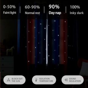 XiDi Dream Star Blackout Curtains for Kids Rooms Girl Princess Curtain for Daughter Bedroom Window (Pink Purple, W52 X L72) - Image 5