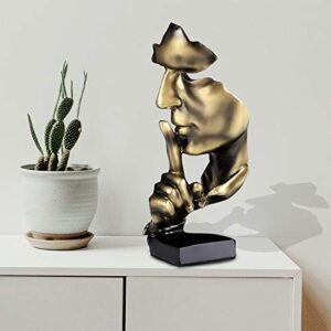 aboxoo Thinker Statue, Silence is Gold Abstract Art Figurine, Modern Home Resin Sculptures Decorative Objects Piano Desktop Decor for Creative Room Home, Office Study (Gold) - Image 6