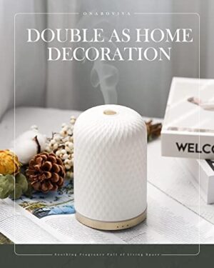 Essential Oil Diffuser,110ML Diffusers for Essential Oils Large Room, Ceramic Diffusers USB Powered Decorative Ultrasonic Defuzzer, Ideal for Aesthetic Home,Dorm Décor, Yoga,White - Image 5