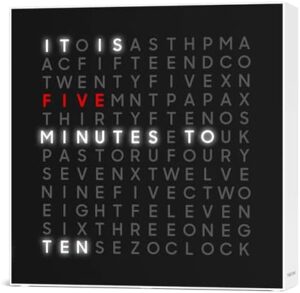 Sharper Image® LED Word Clock Pro with Dimmable Light, 9.45" Modern Design, & Red 5-Minute Alerts| Electronic Accent Wall & Desk Clock| Contemporary Home & Office Decor| Housewarming Gift - Image 5