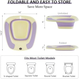 Sitz Bath, Sitz Bath for Postpartum Care, Sitz Bath for Hemorrhoids, Sitz Bath for Toilet Seat, Sits Bath Tub for Women Men Adults, Sitz Bath Soak Salts Basin, Hip Bath Bowl, Collapsible, Purple - Image 3