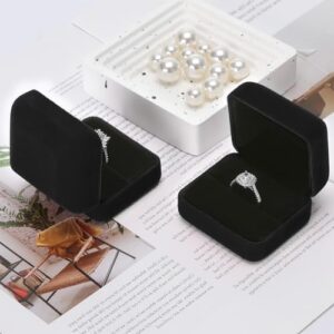2 Pieces Velvet Metal Wedding Ring Box, Elegant Jewelry Earring Studs Gift Box for Women Girl, Ring Holder Case for Engagement Proposal, Anniversary, Bridal Party Decor (Black) - Image 4