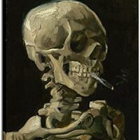 Wieco Art Skull of a Skeleton with Burning Cigarette, 1886 by Vincent Van Gogh Canvas Wall Art for Home Decor and Wall Decor Post-impressionism Canvas Prints Pictures Artwork