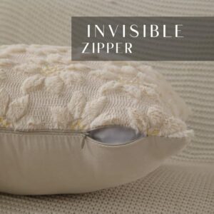 DFXSZ Spring Summer Pillow Covers 20x20 inch Set of 2 Farmhouse Decor Yellow Flower Heart Sunflower Beige Soft Plush Faux Fur Jacquard Throw Pillows for Sofa Holiday Spring Home Decor PTK024E20 - Image 2